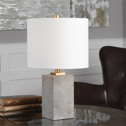 Drexel Concrete Block Lamp by Uttermost. Made from concrete, steel in a modern style.
