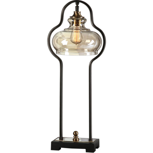 Cotulla Desk Lamp by Uttermost in black. Made from metal, resin, glass in a modern style.