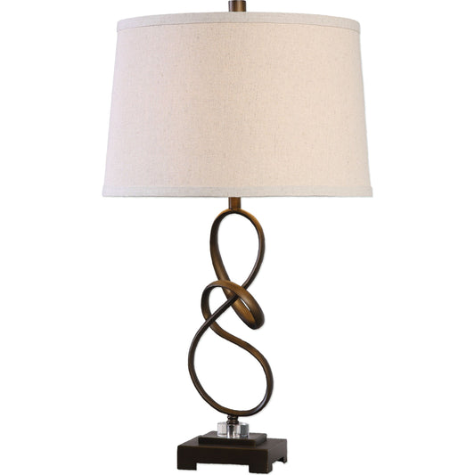 Tenley Lamp by Uttermost in bronze. Made from steel, crystal in a modern style.