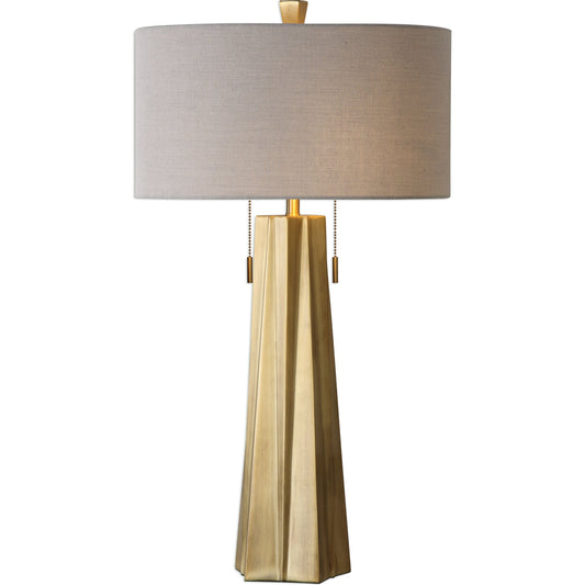Maris Table Lamp by Uttermost in gold. Made from steel in a cottage & farmhouse style.