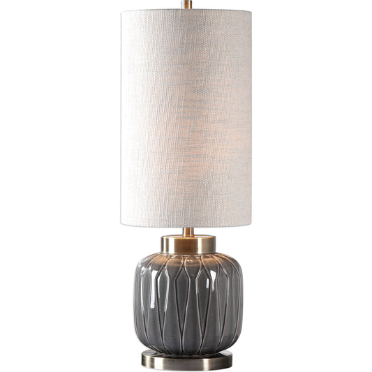 Zahlia Ceramic Lamp by Uttermost in gray. Made from ceramic, metal, fabric in a modern style.