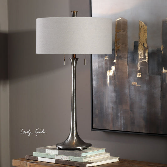 Aliso Cast Iron Lamp by Uttermost in iron. Made from cast iron, fabric in a modern style.