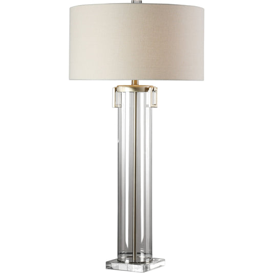 Monette Tall Cylinder Lamp by Uttermost. Made from steel, crystal, acrylic in a modern style.
