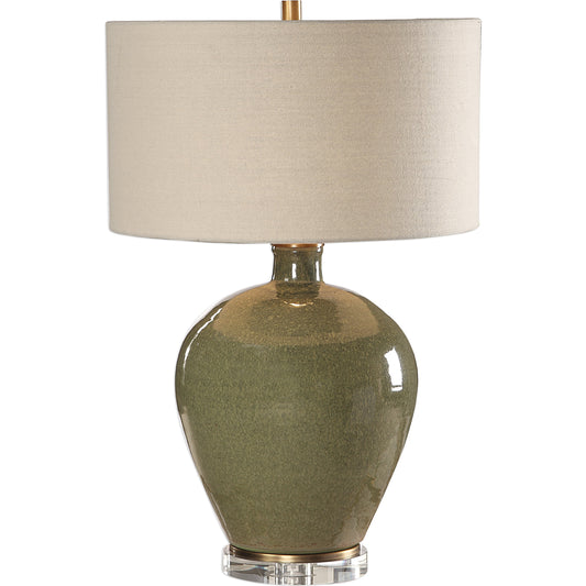 Elva Emerald Table Lamp by Uttermost. Made from steel, ceramic, crystal in a modern style.