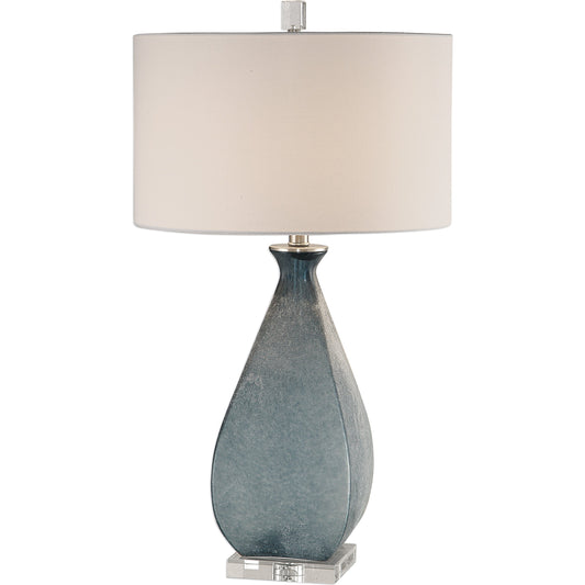 Atlantica Lamp by Uttermost in blue. Made from steel, crystal, glass in a modern style.