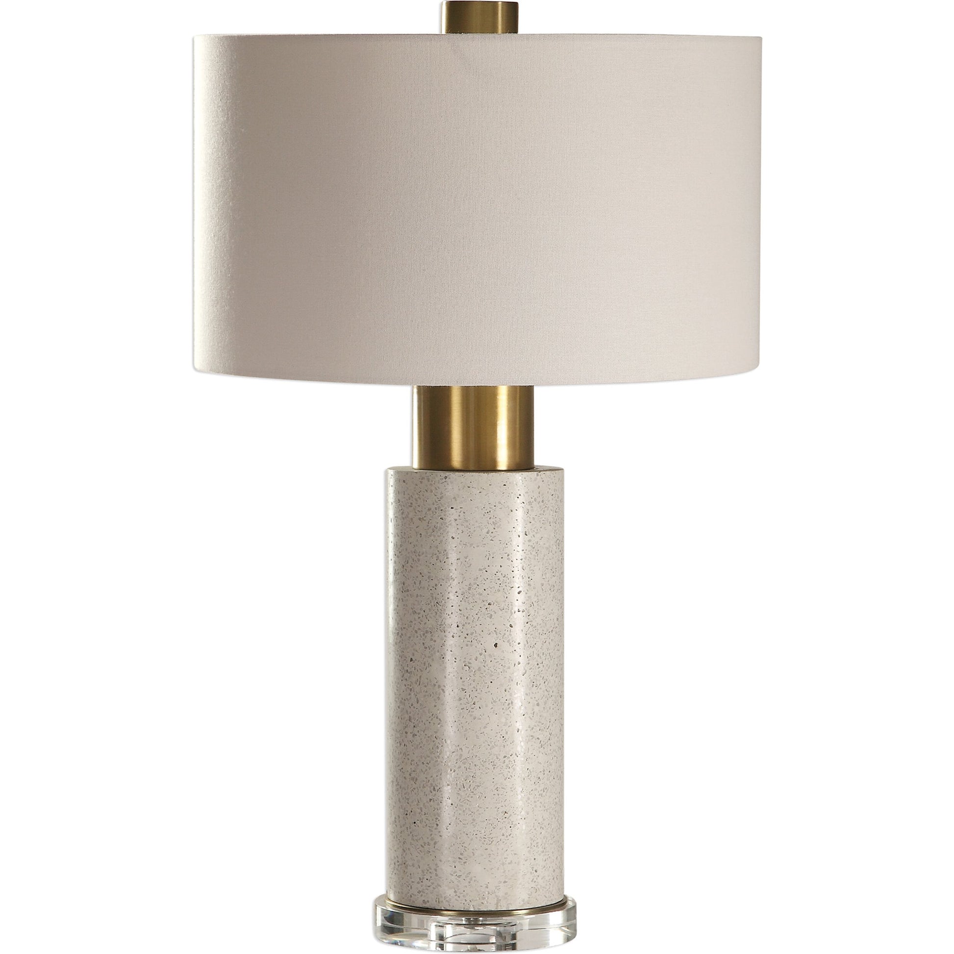 Vaeshon Concrete Table Lamp by Uttermost. Made from concrete crystal iron fabric in a modern style.