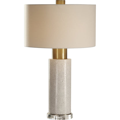 Vaeshon Concrete Table Lamp by Uttermost. Made from concrete crystal iron fabric in a modern style.
