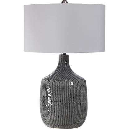 Felipe Table Lamp by Uttermost in light gray. Made from ceramic, iron, fabric in a eclectic & global style.