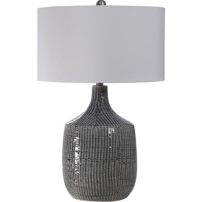 Felipe Table Lamp by Uttermost in light gray. Made from ceramic, iron, fabric in a eclectic & global style.