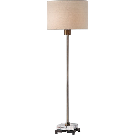 Danyon Brass Table Lamp by Uttermost. Made from iron, crystal, fabric in a transitional style.