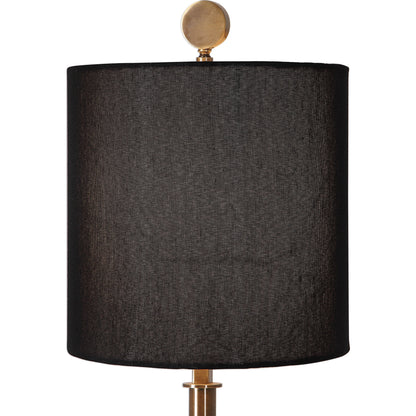 Volante Antique Brass Table Lamp by Uttermost. Made from iron, fabric, crystal in a transitional style.