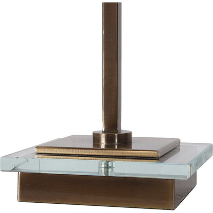 Volante Antique Brass Table Lamp by Uttermost. Made from iron, fabric, crystal in a transitional style.