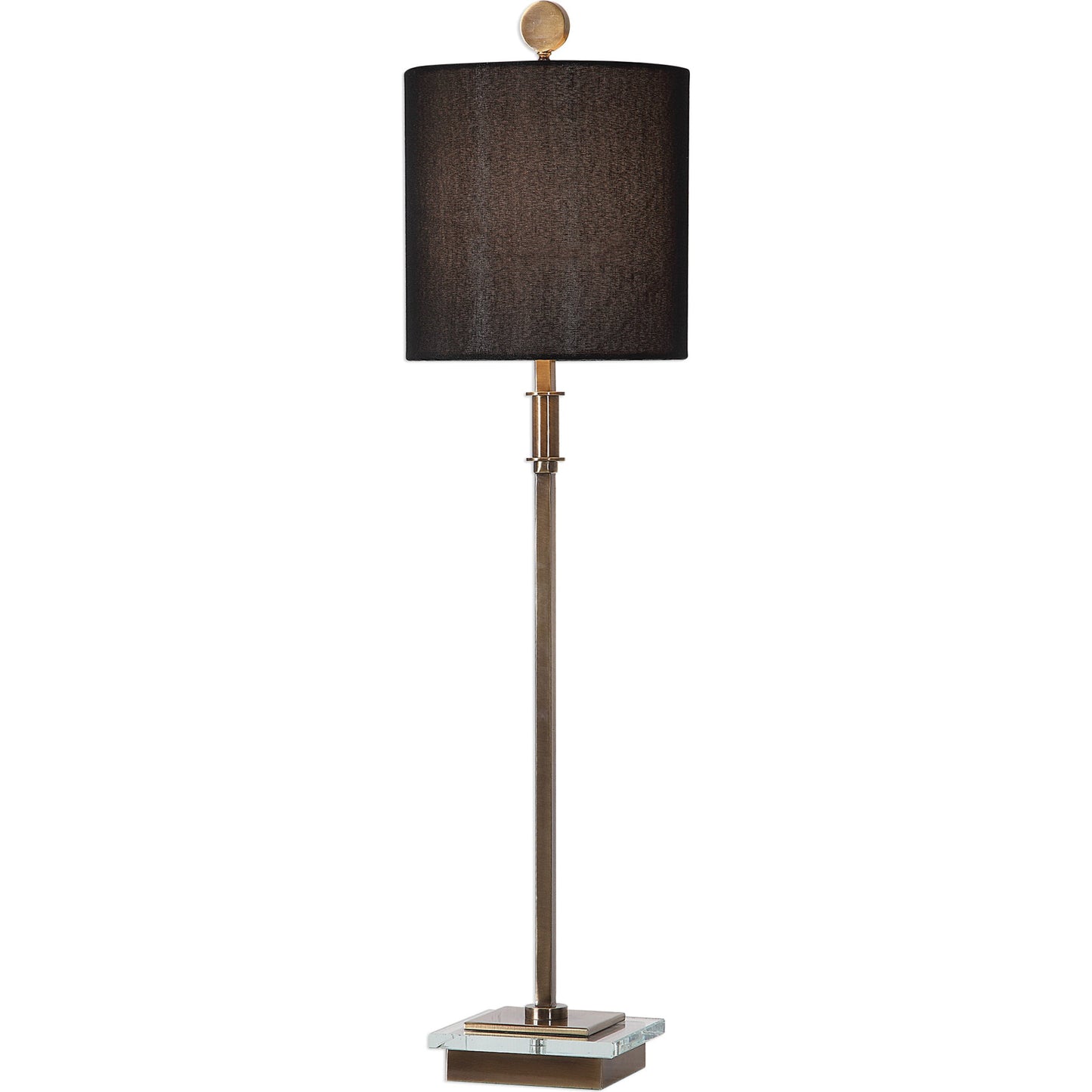 001 S-338813 | Primary Silo | Volante Antique Brass Table Lamp by Uttermost. Made from iron, fabric, crystal in a transitional style.