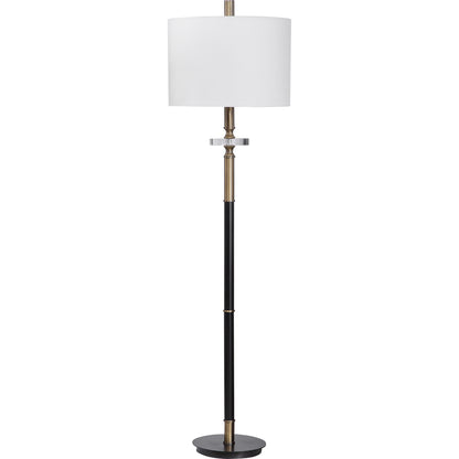 Maud Floor Lamp by Uttermost in aged black. Made from steel, crystal, fabric in a modern style.