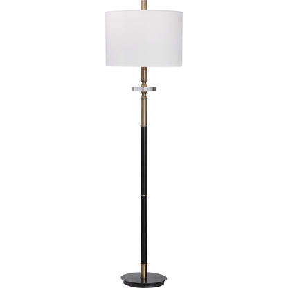 Maud Floor Lamp by Uttermost in aged black. Made from steel, crystal, fabric in a modern style.