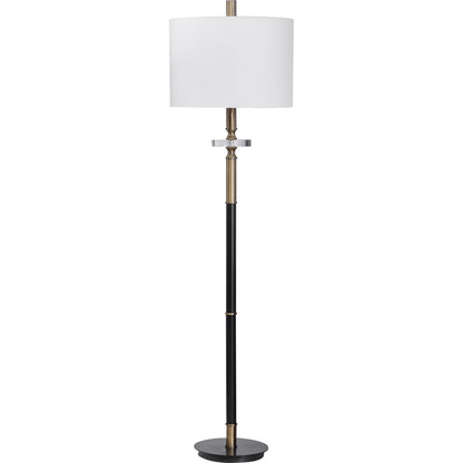 Maud Floor Lamp by Uttermost in aged black. Made from steel, crystal, fabric in a modern style.