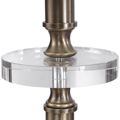 Maud Floor Lamp by Uttermost in aged black. Made from steel, crystal, fabric in a modern style.