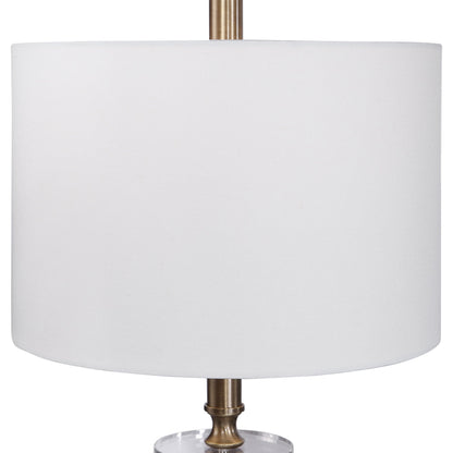 Maud Floor Lamp by Uttermost in aged black. Made from steel, crystal, fabric in a modern style.