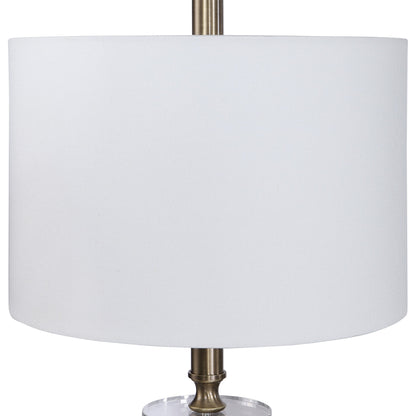 Maud Floor Lamp by Uttermost in aged black. Made from steel, crystal, fabric in a modern style.