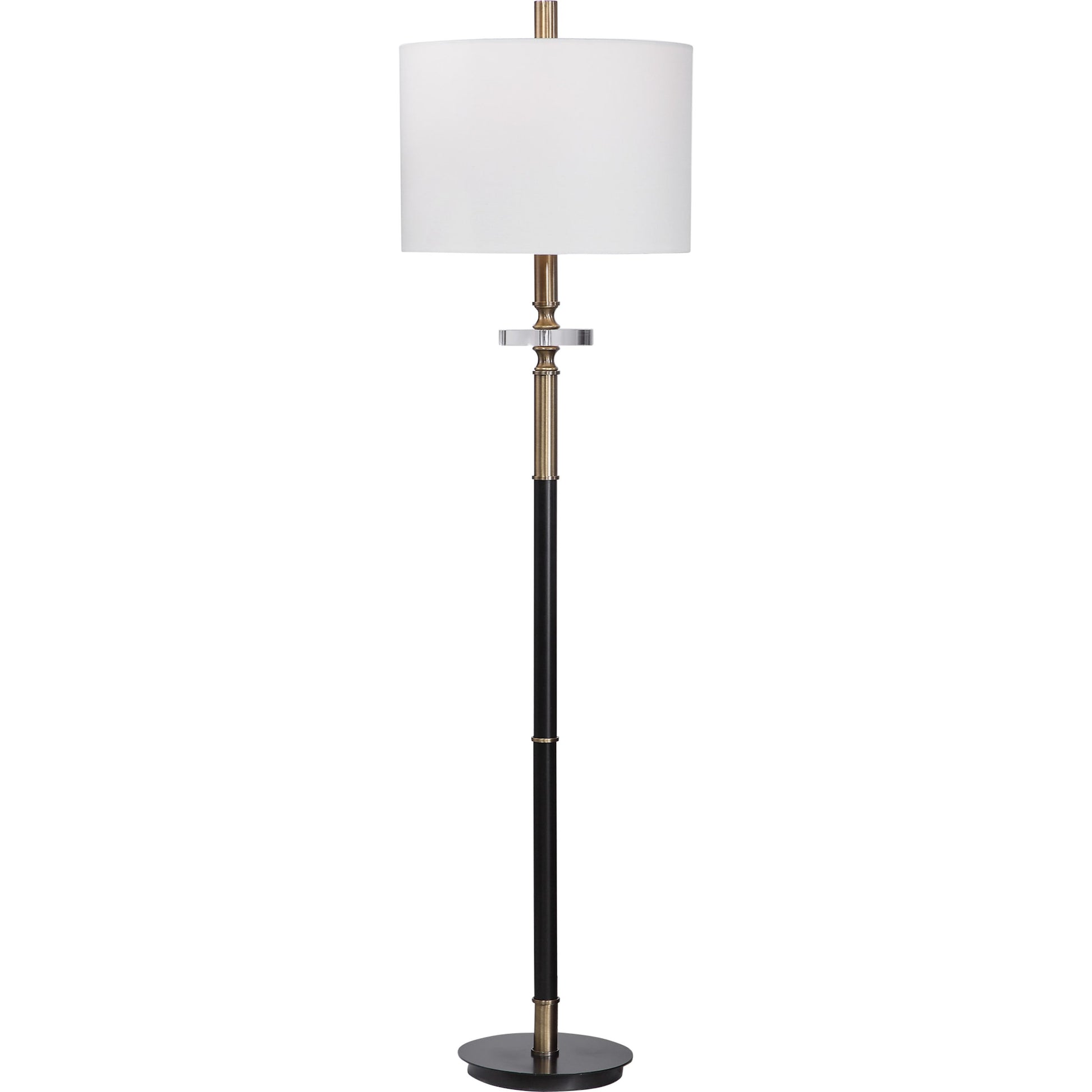 Maud Floor Lamp by Uttermost in aged black. Made from steel, crystal, fabric in a modern style.