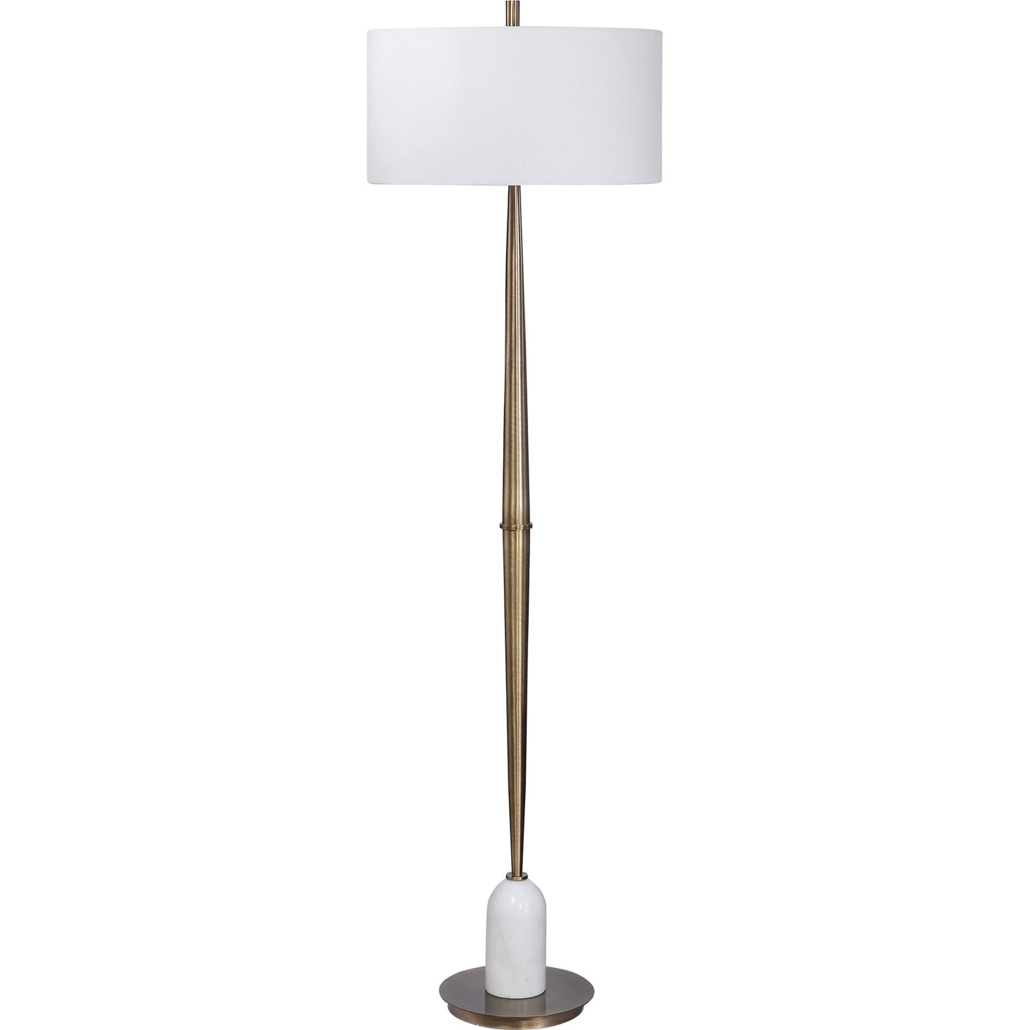 001 SR-389030 | Primary Silo | Minette Floor Lamp by Uttermost in antique brass. Made from steel, marble, fabric in a modern style.