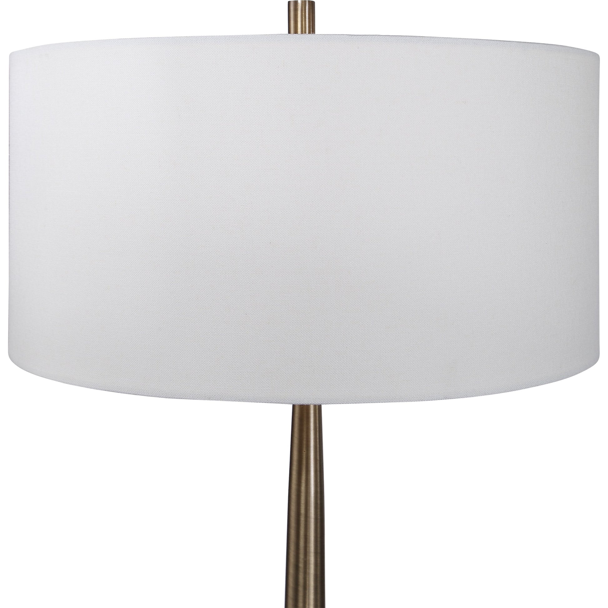 Minette Floor Lamp by Uttermost in antique brass. Made from steel, marble, fabric in a modern style.