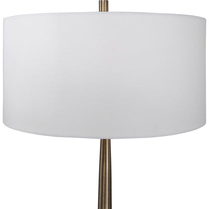Minette Floor Lamp by Uttermost in antique brass. Made from steel, marble, fabric in a modern style.