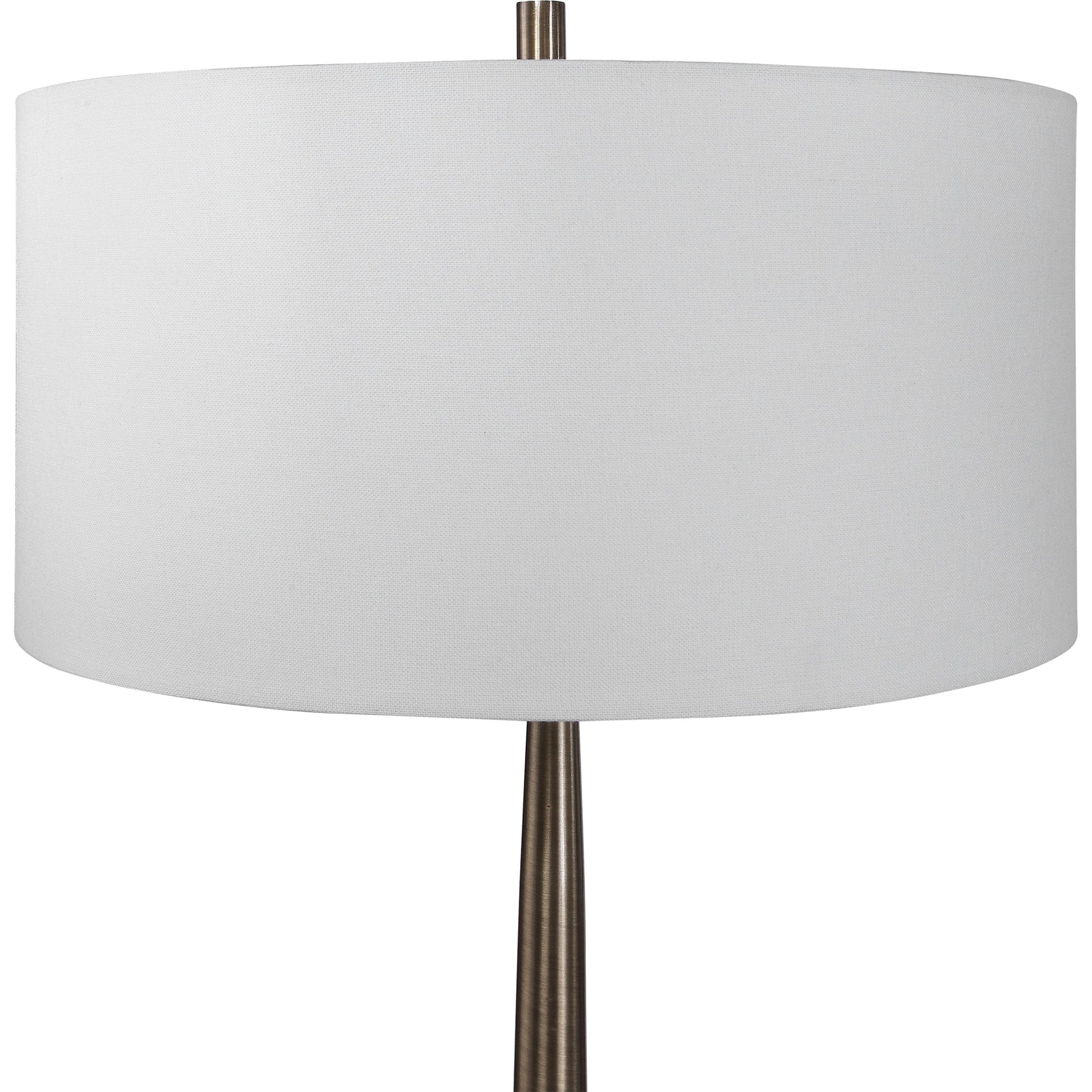 Minette Floor Lamp by Uttermost in antique brass. Made from steel, marble, fabric in a modern style.