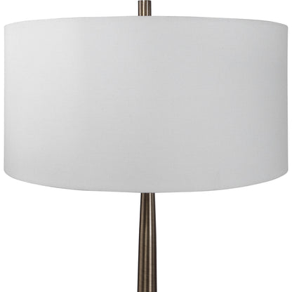 Minette Floor Lamp by Uttermost in antique brass. Made from steel, marble, fabric in a modern style.