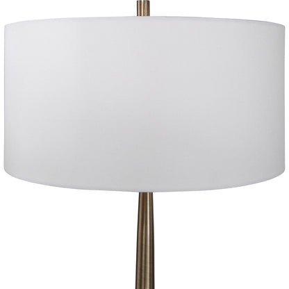Minette Floor Lamp by Uttermost in antique brass. Made from steel, marble, fabric in a modern style.