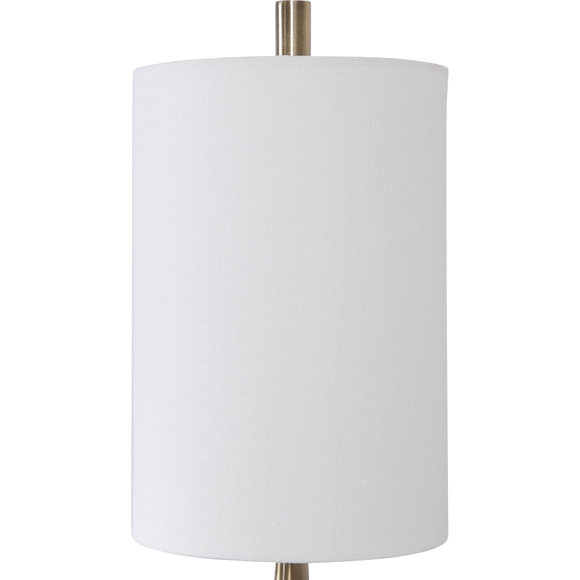 Minette Buffet Lamp by Uttermost in antique brass. Made from steel, marble, fabric in a modern style.