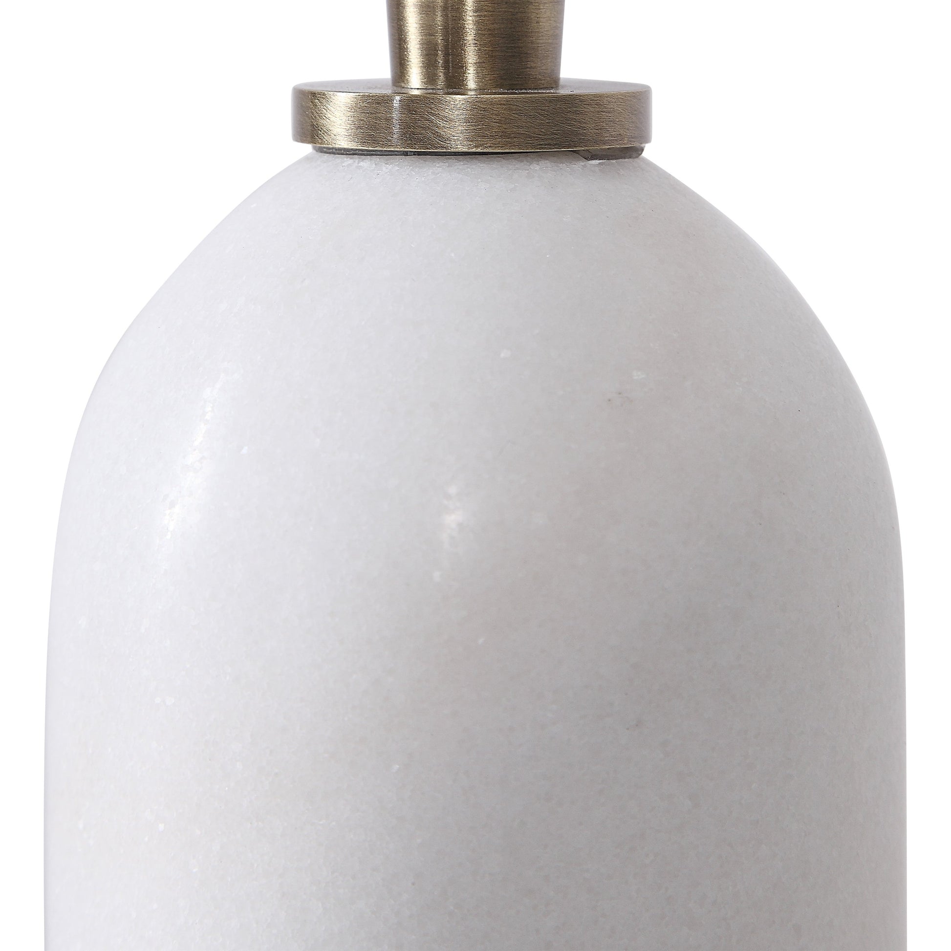 Minette Buffet Lamp by Uttermost in antique brass. Made from steel, marble, fabric in a modern style.