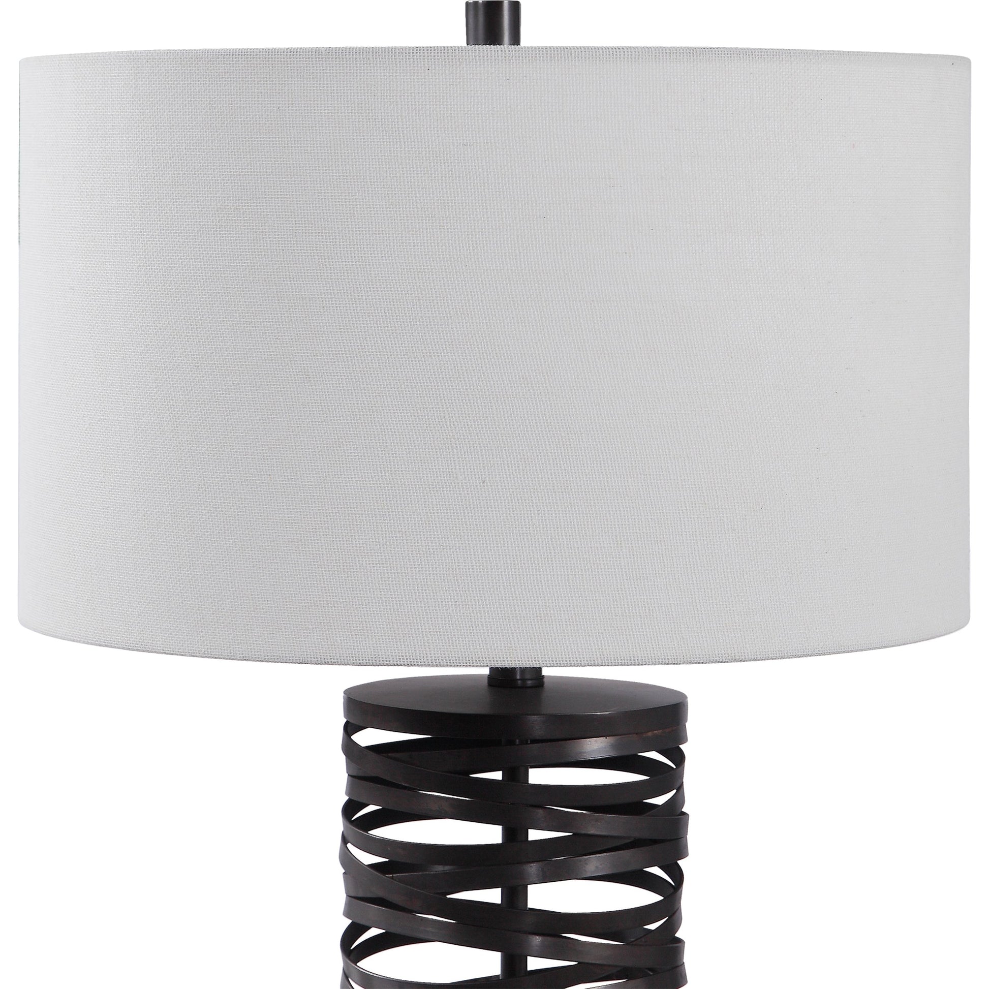 Alita Table Lamp by Uttermost in rust black. Made from steel, fabric in a modern style.