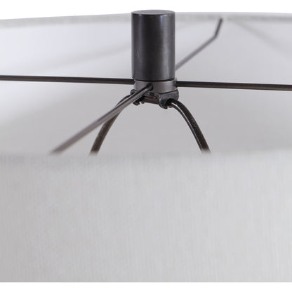Alita Table Lamp by Uttermost in rust black. Made from steel, fabric in a modern style.