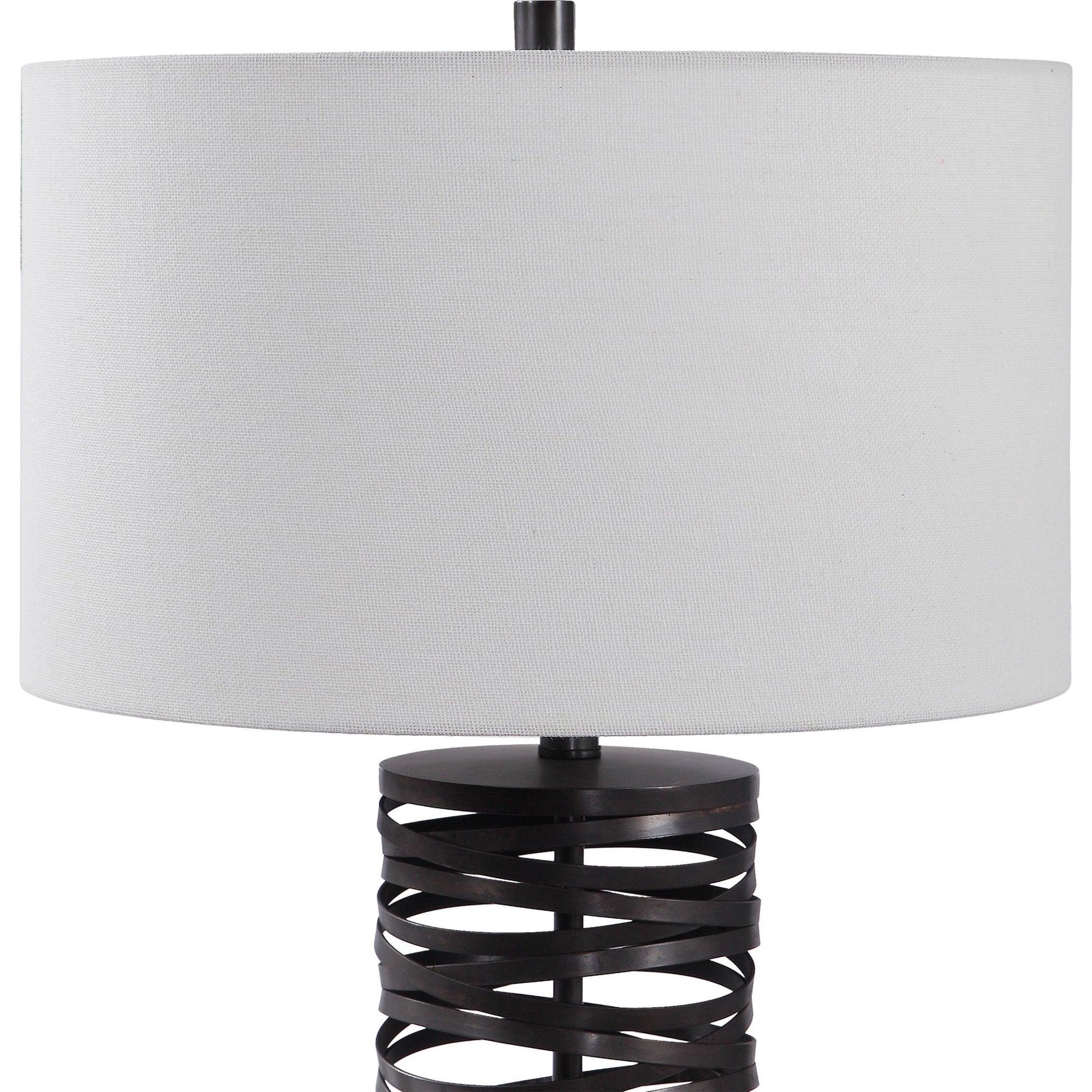 Alita Table Lamp by Uttermost in rust black. Made from steel, fabric in a modern style.