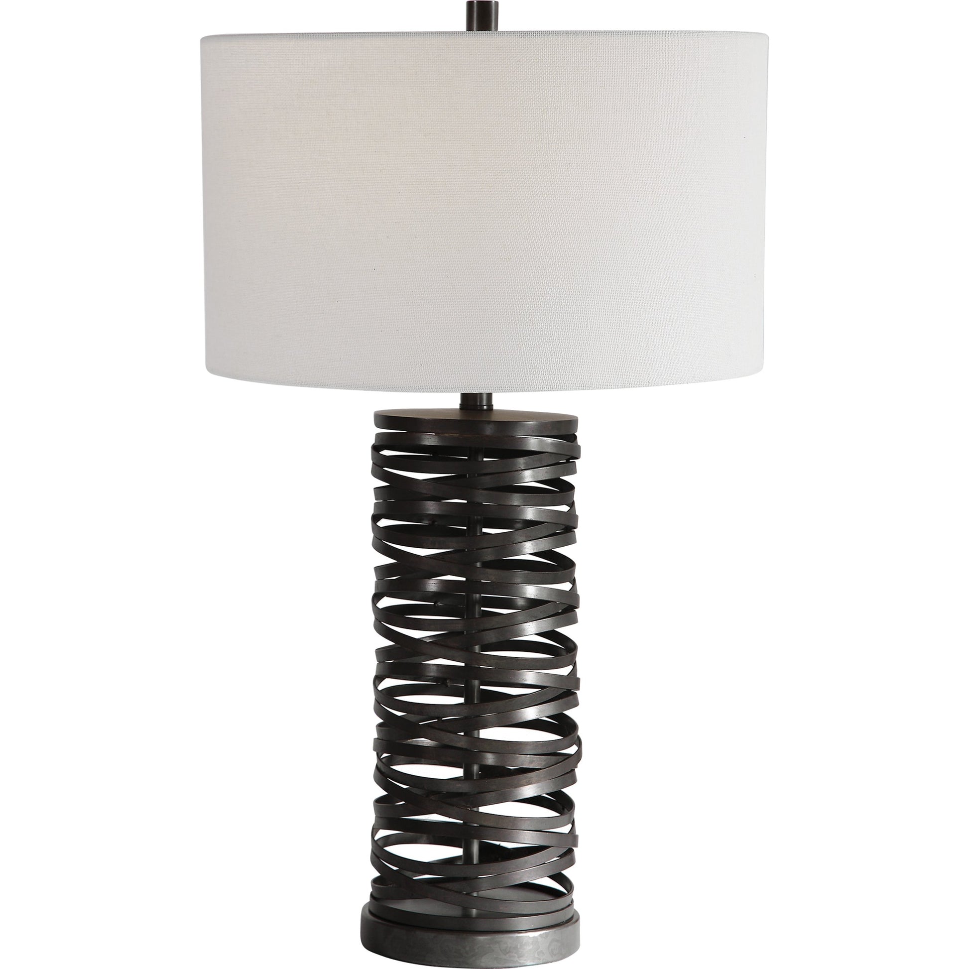 Alita Table Lamp by Uttermost in rust black. Made from steel, fabric in a modern style.