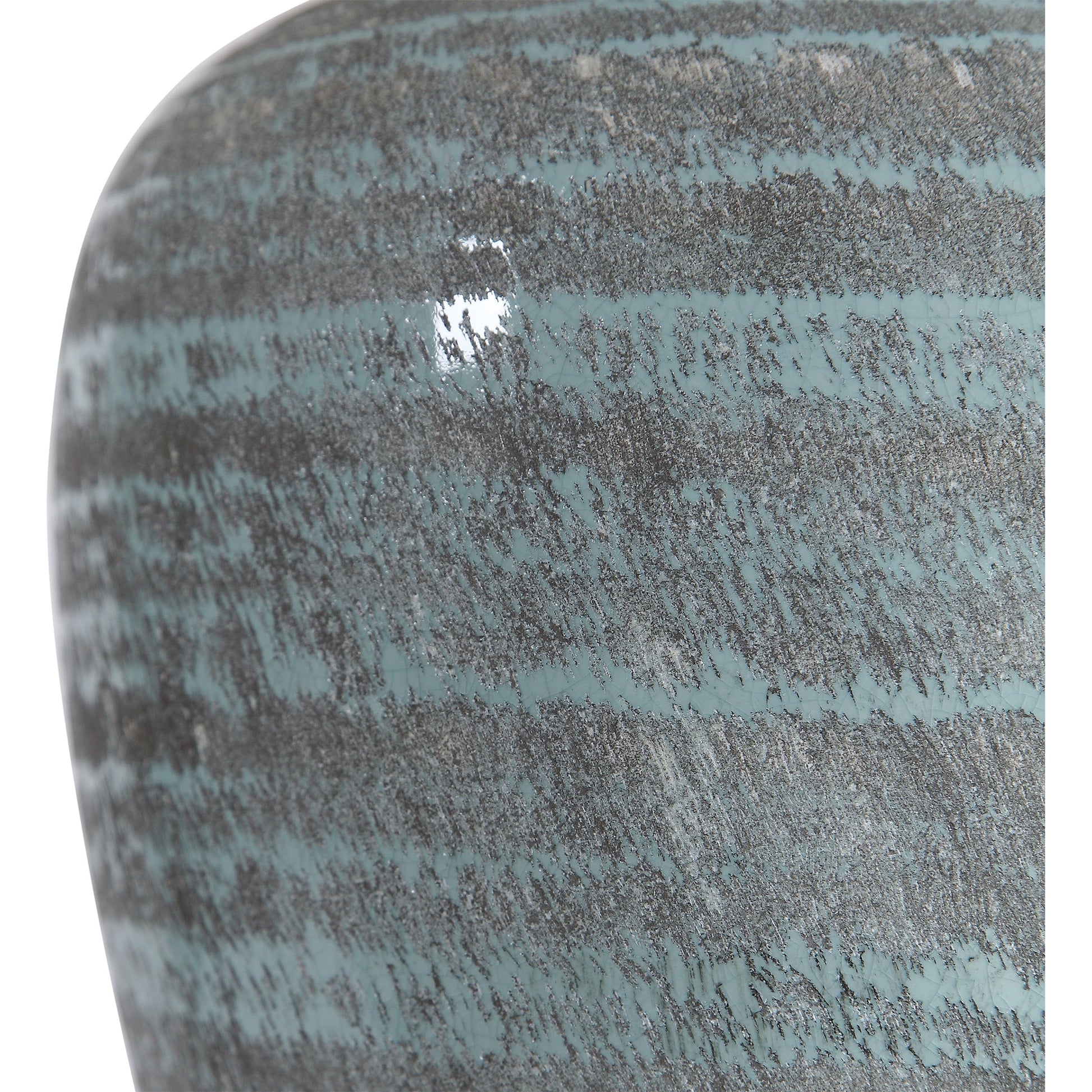 Pelia Table Lamp by Uttermost in aqua. Made from ceramic, resin, fabric in a coastal style.