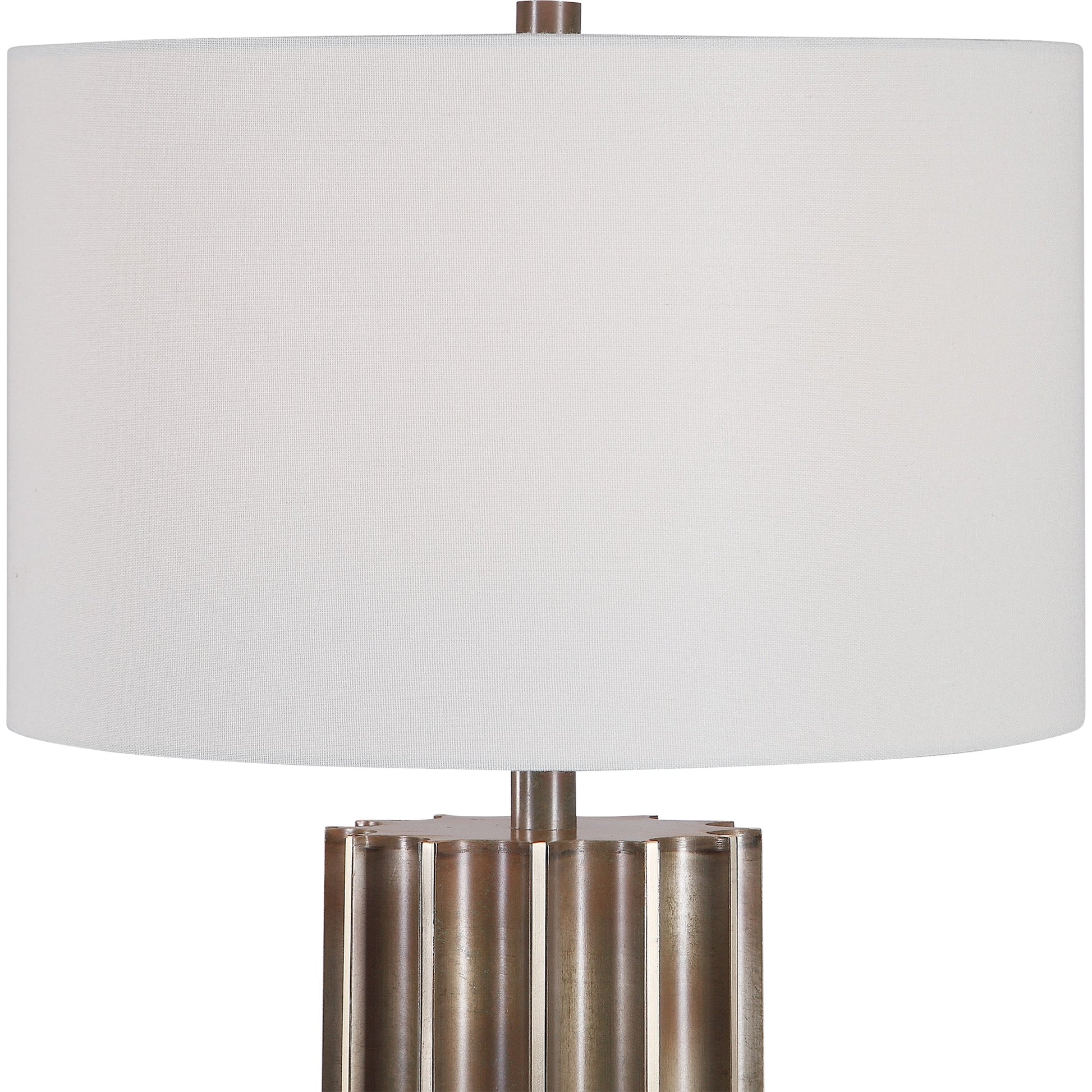Khalio Table Lamp by Uttermost in gun metal. Made from steel, fabric in a modern style.