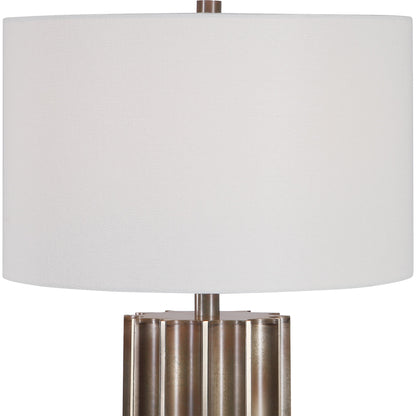 Khalio Table Lamp by Uttermost in gun metal. Made from steel, fabric in a modern style.