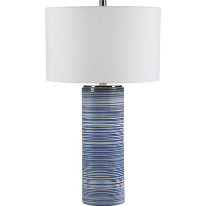 Montauk Striped Table Lamp by Uttermost. Made from ceramic, steel, fabric in a coastal style.