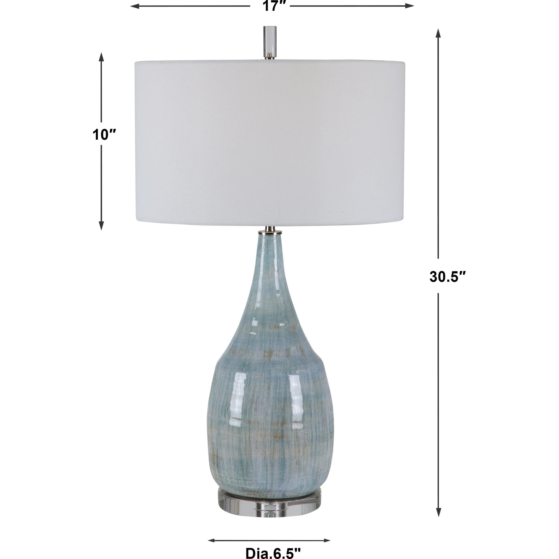 Rialta Coastal Table Lamp by Uttermost. Made from steel, ceramic, crystal in a coastal style.