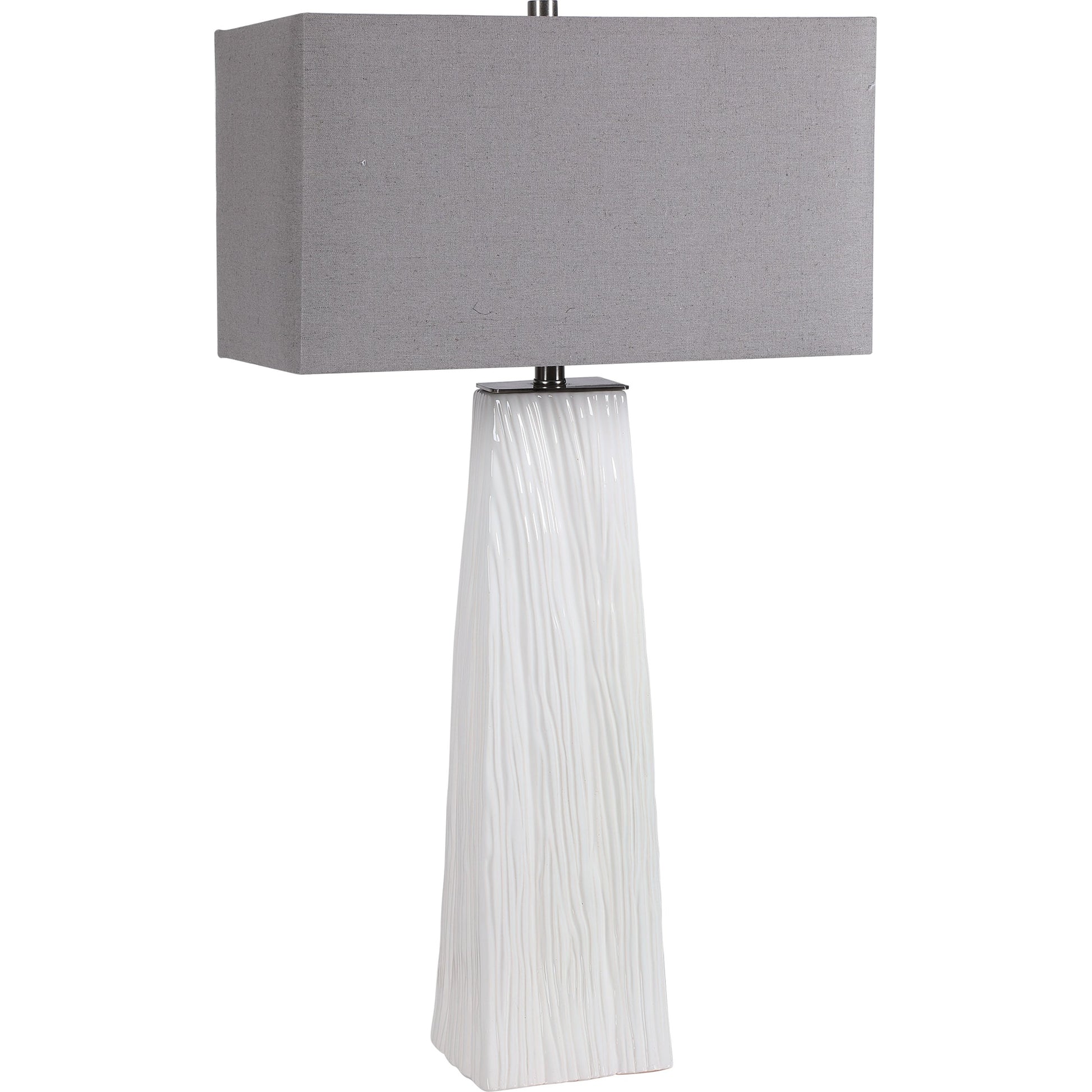 Sycamore Table Lamp by Uttermost in white. Made from ceramic, iron, fabric in a transitional style.