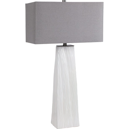 Sycamore Table Lamp by Uttermost in white. Made from ceramic, iron, fabric in a transitional style.