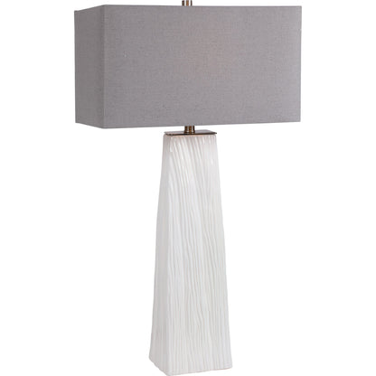 Sycamore Table Lamp by Uttermost in white. Made from ceramic, iron, fabric in a transitional style.