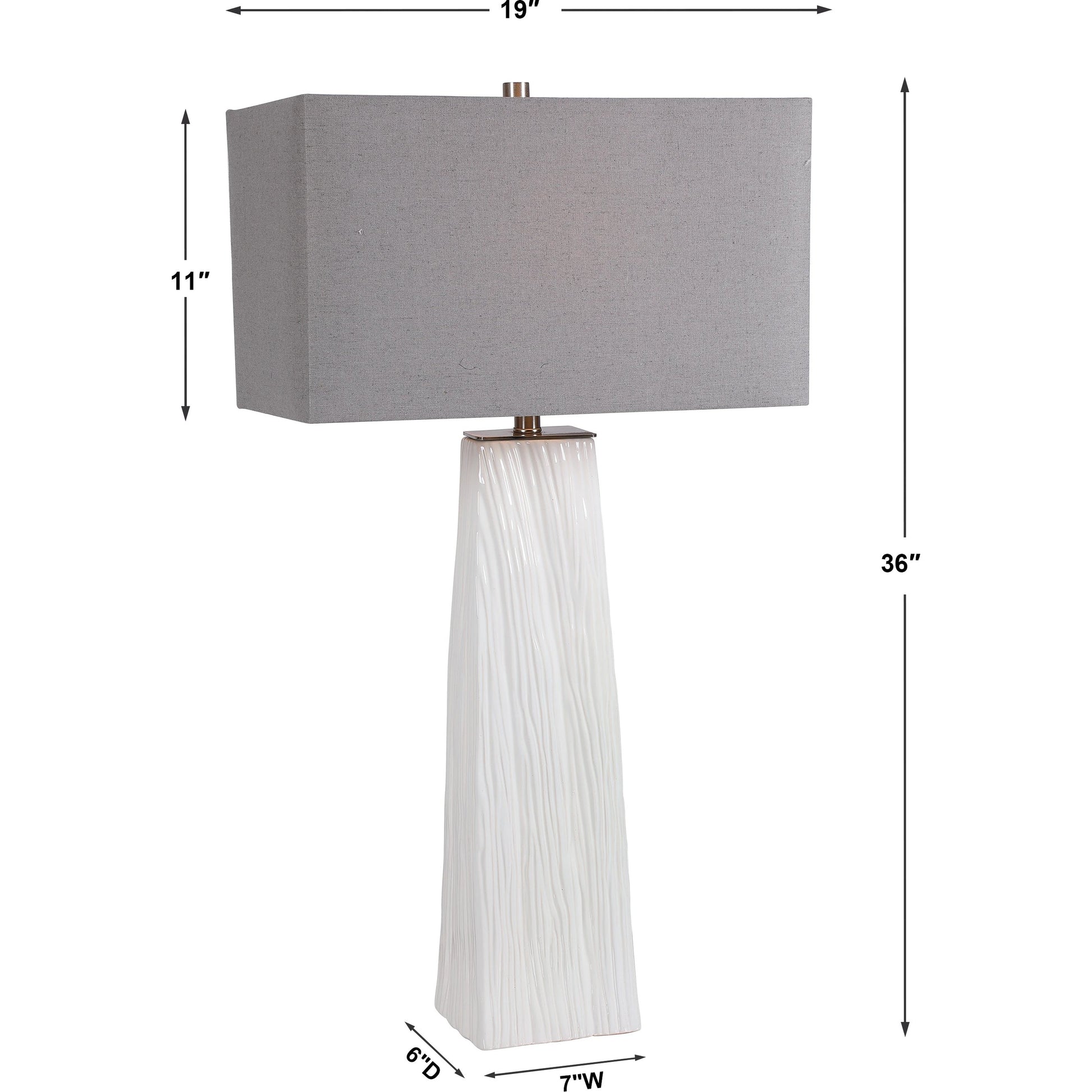 Sycamore Table Lamp by Uttermost in white. Made from ceramic, iron, fabric in a transitional style.