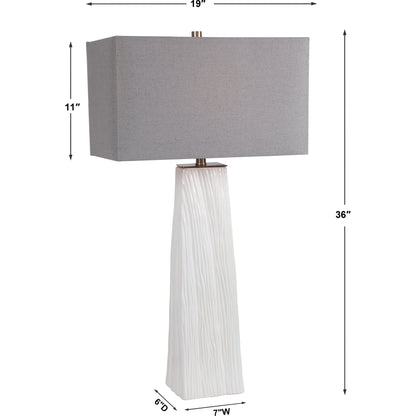 Sycamore Table Lamp by Uttermost in white. Made from ceramic, iron, fabric in a transitional style.