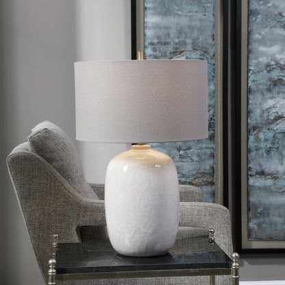 Winterscape Table Lamp by Uttermost in white. Made from ceramic, steel in a cottage & farmhouse style.