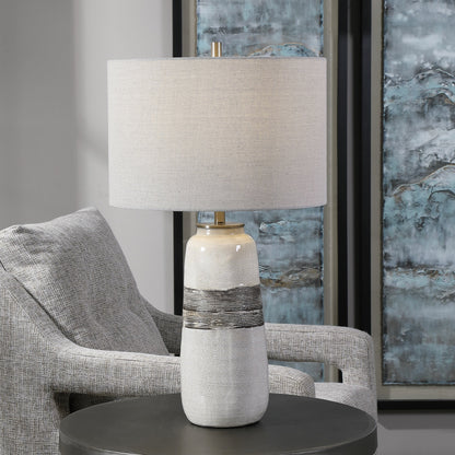 Comanche Crackle Table Lamp by Uttermost in white. Made from ceramic, steel in a eclectic & global style.