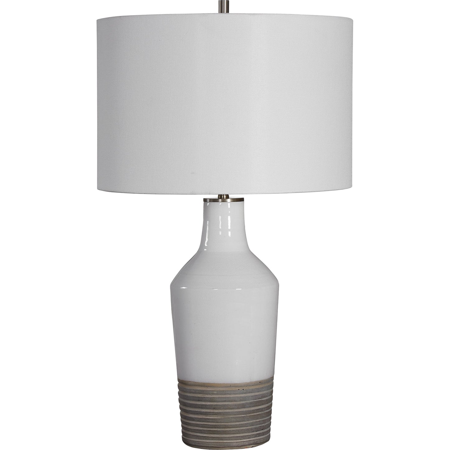 001 SR-824222 | Primary Silo | Dakota Crackle Table Lamp by Uttermost in white. Made from ceramic, steel in a coastal style.