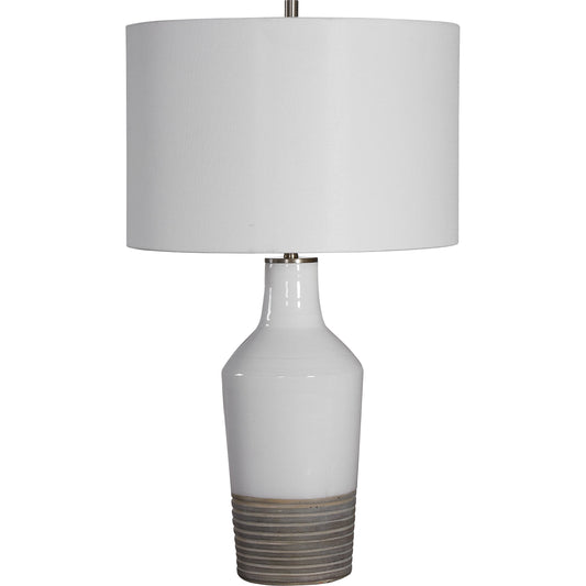 Dakota Crackle Table Lamp by Uttermost in white. Made from ceramic, steel in a coastal style.